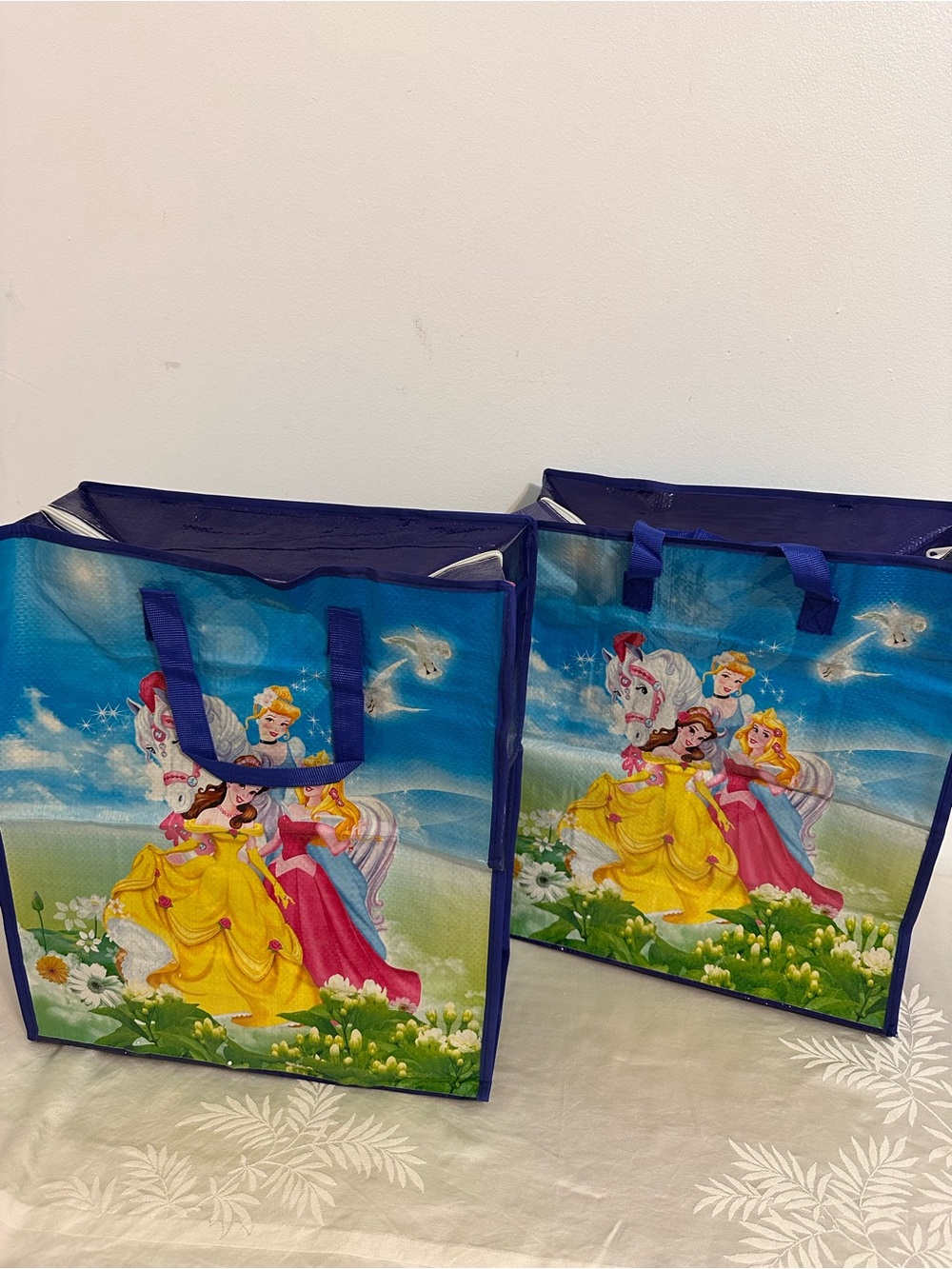 Princess-Themed Blue Reusable Storage Tote Bag